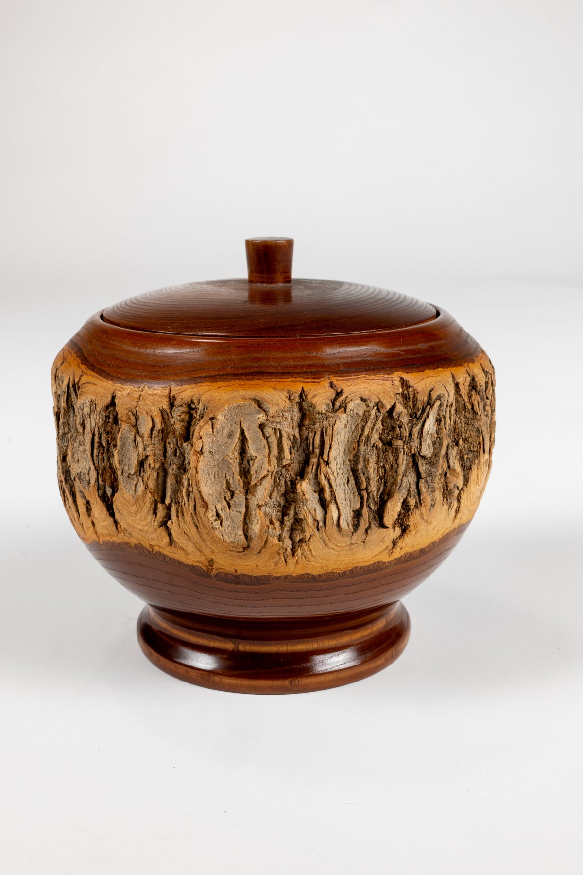 Japanese Bark Edge Wood Bowl and Vase Set