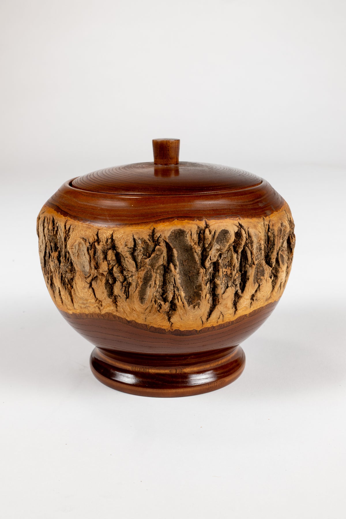Japanese Bark Edge Wood Bowl and Vase Set