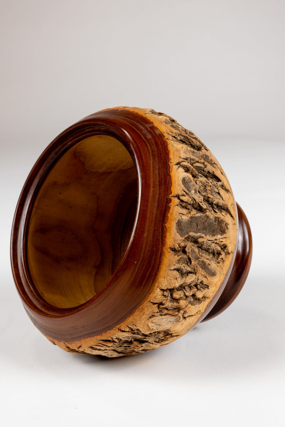 Japanese Bark Edge Wood Bowl and Vase Set