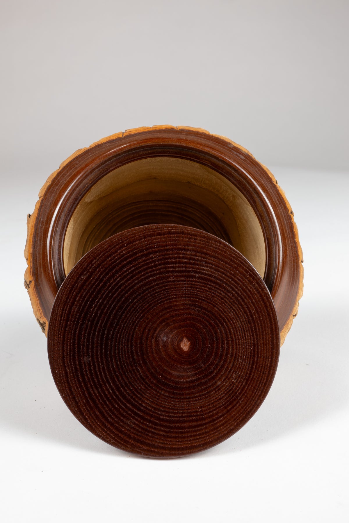 Japanese Bark Edge Wood Bowl and Vase Set