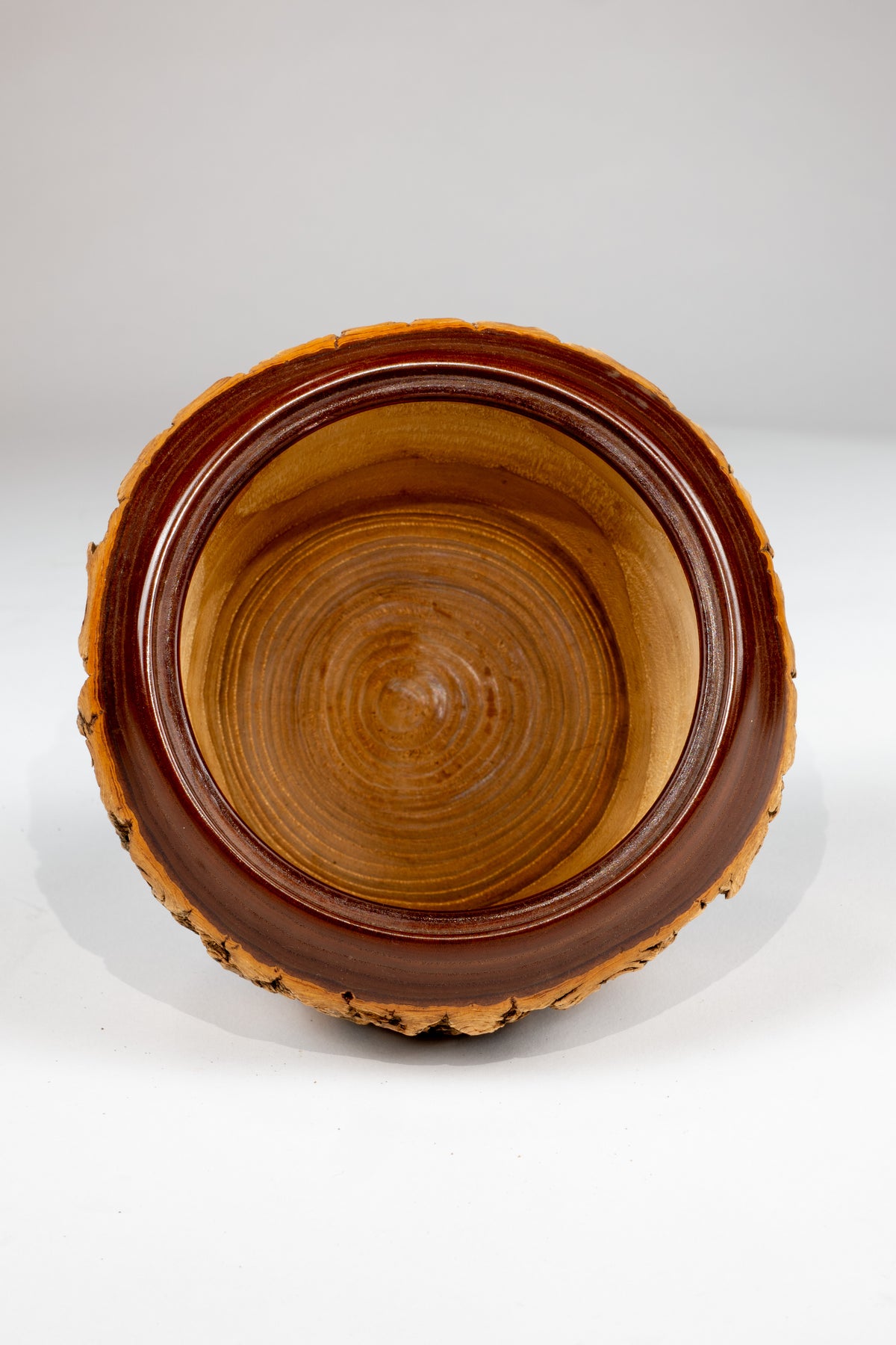 Japanese Bark Edge Wood Bowl and Vase Set