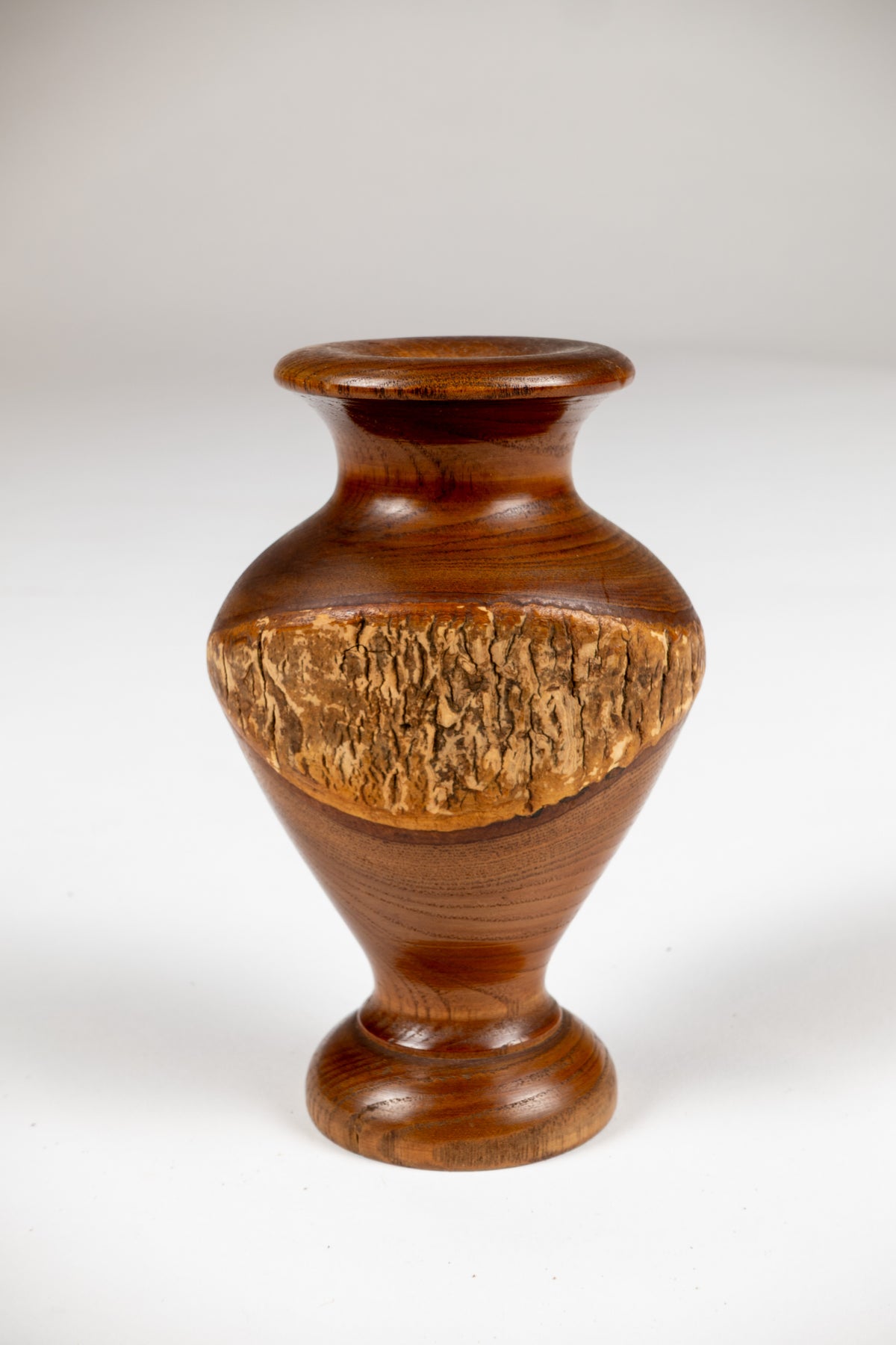 Japanese Bark Edge Wood Bowl and Vase Set