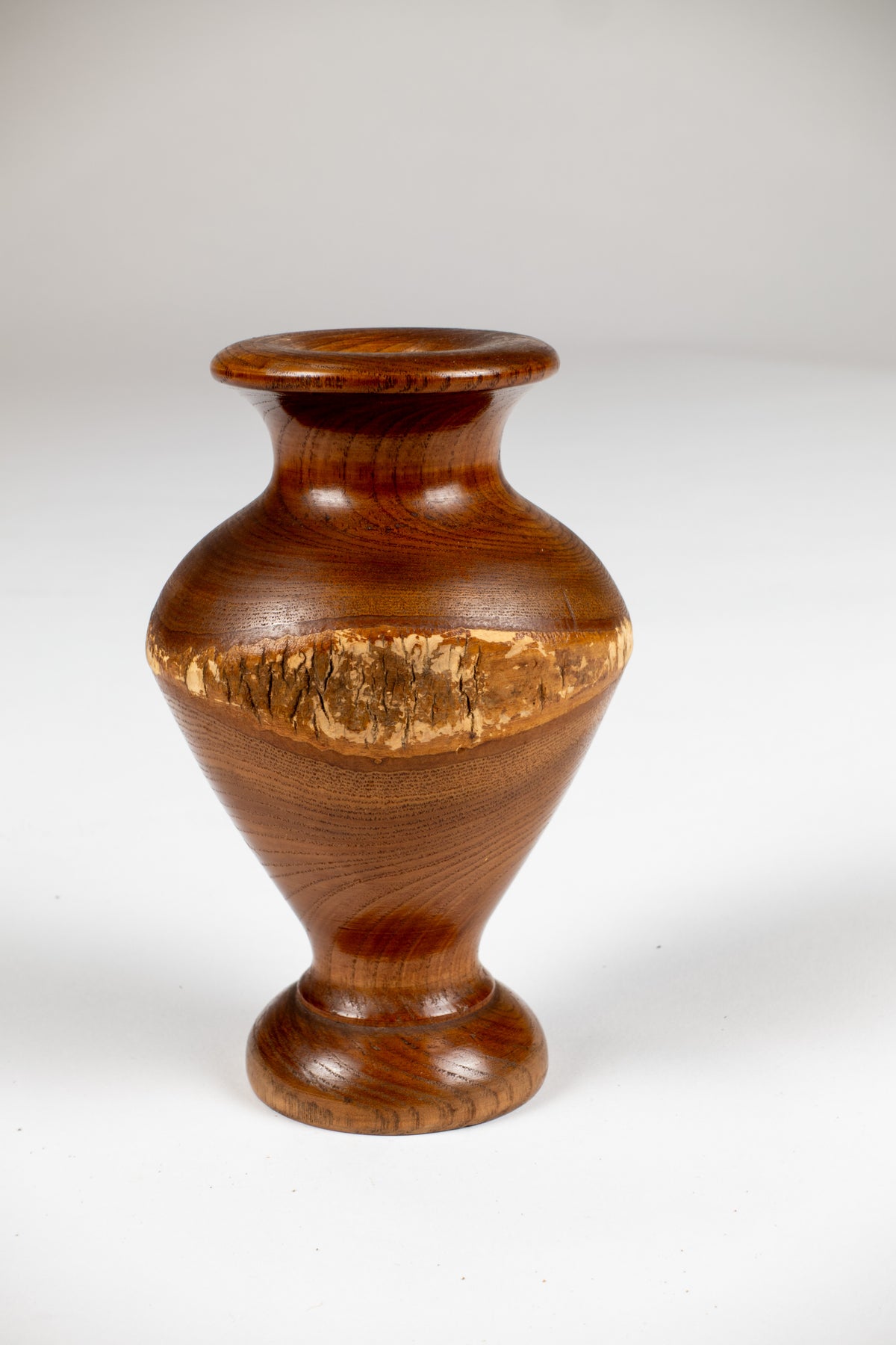 Japanese Bark Edge Wood Bowl and Vase Set