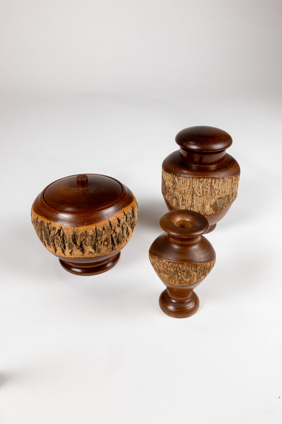 Japanese Bark Edge Wood Bowl and Vase Set, view 1