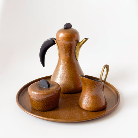 Karl Hagenauer Style Hammered Copper Coffee Set, 4 Piece