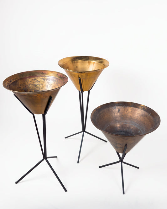 Planters Inc Brass Planter on Iron Stand, photo 1